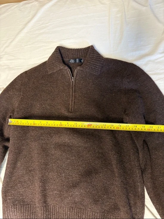 Oak + Fort Brown Quarter Zip Knit Sweater Small - Picture 3 of 5